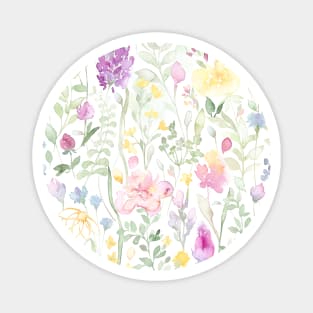 Midsummer watercolor wild flowers Magnet